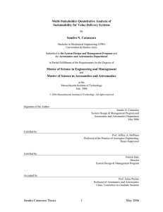 Multi-Stakeholder Quantitative Analysis of Sustainability for Value Delivery Systems Sandro N. Catanzaro