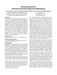 Human Proxies for Remote University Classroom Attendance