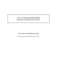 Cost Accounting Standards Board Disclosure Statement (Form DS-2) University of California, Irvine