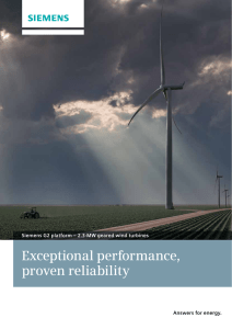 Exceptional performance, proven reliability Siemens G2 platform – 2.3-MW geared wind turbines