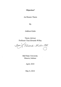 An Honors Thesis By Addison Kuhn Thesis Advisor