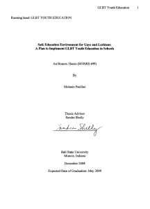 GLBT Youth Education 1 Running head: GLBT YOUTH EDUCATION Honors Thesis (HONRS 499)