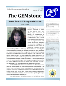 The GEMstone Notes from NSF Program Director Global Environment Modeling Janet Kozyra