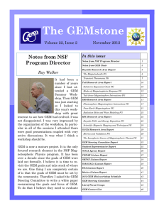 The GEMstone Notes from NSF Program Director