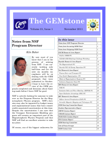The GEMstone Notes from NSF Program Director
