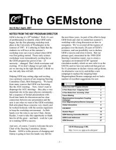 The GEMstone  NOTES FROM THE NSF PROGRAM DIRECTOR