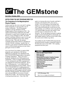 The GEMstone  NOTES FROM THE NSF PROGRAM DIRECTOR