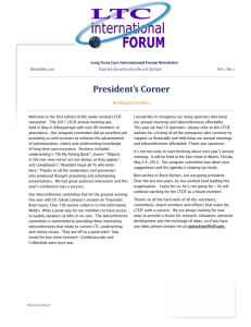 President’s Corner  Long Term Care International Forum Newsletter December 2011