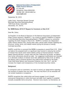 National Association of Independent Public Finance Advisors  September 30, 2010