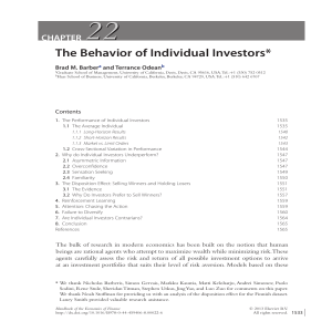 22 The Behavior of Individual Investors* CHAPTER arber