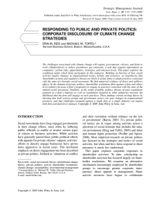 RESPONDING TO PUBLIC AND PRIVATE POLITICS: CORPORATE DISCLOSURE OF CLIMATE CHANGE STRATEGIES