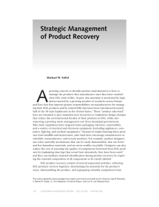 A Strategic Management of Product Recovery