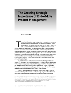 T The Growing Strategic Importance of End-of-Life Product Management