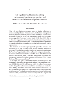 4 Self-regulatory institutions for solving environmental problems:   perspectives and