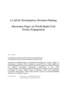 A Call for Participatory Decision-Making: Discussion Paper on World Bank-Civil Society Engagement
