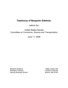 Testimony of Benjamin Edelman  before the United States Senate