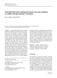 Tamarisk biocontrol, endangered species risk and resolution Tom L. Dudley