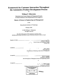 Framework for Customer Interaction Throughout William  F.  Biberstein