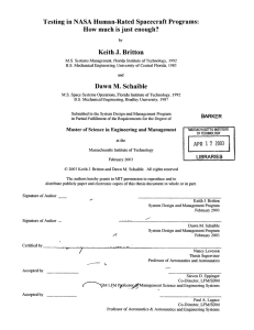 Testing  in NASA  Human-Rated Spacecraft Programs: Keith J. Britton