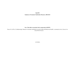 Appendix Summary of Consumer Satisfaction Measures, 2003-2013 Note