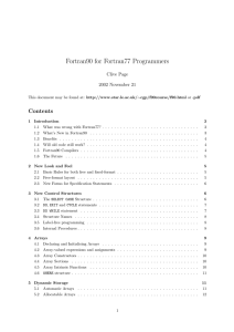 Fortran90 for Fortran77 Programmers Contents Clive Page 2002 November 21