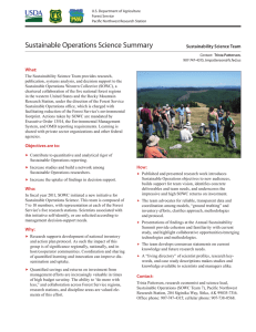 Sustainable Operations Science Summary Sustainability Science Team