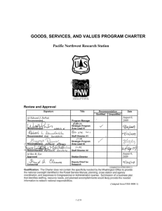 GOODS, SERVICES, AND VALUES PROGRAM CHARTER Pacific Northwest Research Station