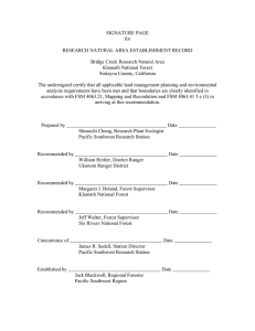 SIGNATURE PAGE for RESEARCH NATURAL AREA ESTABLISHMENT RECORD Bridge Creek Research Natural Area