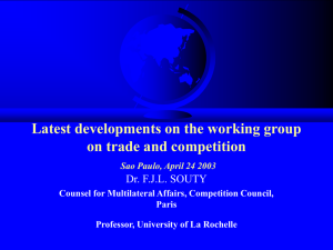 Latest developments on the working group on trade and competition