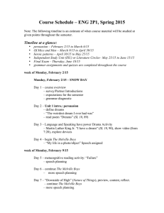 Course Schedule – ENG 2P1, Spring 2015