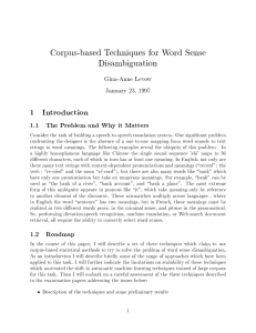 Corpus-based Techniques for Word Sense Disambiguation 1 Introduction