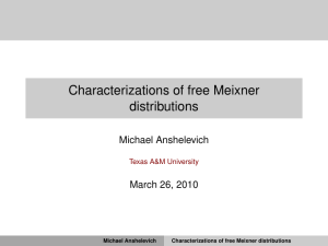 Characterizations of free Meixner distributions Michael Anshelevich March 26, 2010