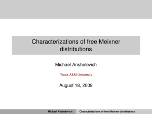 Characterizations of free Meixner distributions Michael Anshelevich August 18, 2009