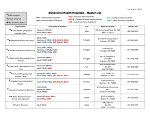 * Behavioral Health Hospitals – Master List