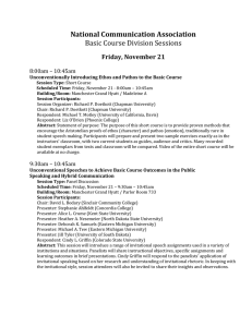 National Communication Association Basic Course Division Sessions Friday, November 21