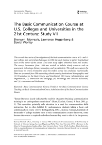 The Basic Communication Course at U.S. Colleges and Universities in the