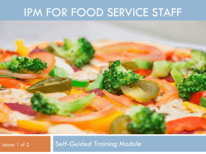 IPM FOR FOOD SERVICE STAFF Self-Guided Training Module Lesson 1 of 2