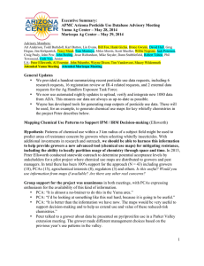 Executive Summary: APMC Arizona Pesticide Use Database Advisory Meeting
