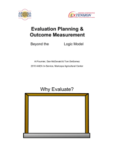 Evaluation Planning &amp; Outcome Measurement Why Evaluate? Beyond the