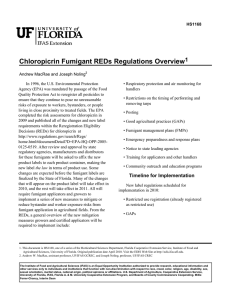 Chloropicrin Fumigant REDs Regulations Overview 1