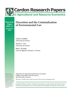 Cardon Research Papers Discretion and the Criminalization of Environmental Law