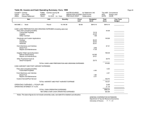 Table 5A. Income and Cash Operating Summary; Corn, 1998