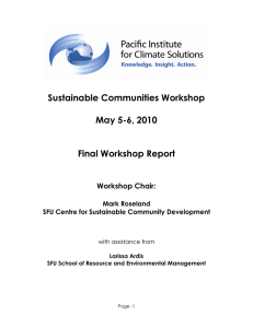 Sustainable Communities Workshop May 5-6, 2010 Final Workshop Report