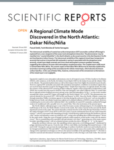A Regional Climate Mode Discovered in the North Atlantic: Dakar Niño/Niña www.nature.com/scientificreports