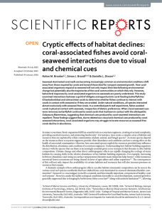 Cryptic effects of habitat declines: coral-associated fishes avoid coral-