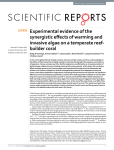 Experimental evidence of the synergistic effects of warming and builder coral