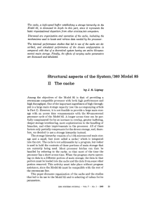 The cache, a high-speed buffer establishing a storage hierarchy in... Model basic organizational departure from other