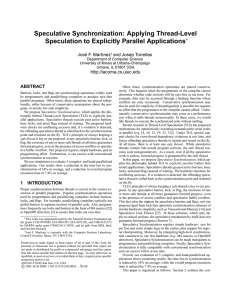 Speculative Synchronization: Applying Thread-Level Speculation to Explicitly Parallel Applications and Josep Torrellas