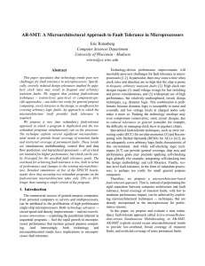 AR-SMT: A Microarchitectural Approach to Fault Tolerance in Microprocessors Eric Rotenberg