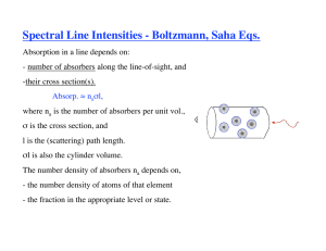 Spectral Line Intensities - Boltzmann, Saha Eqs.